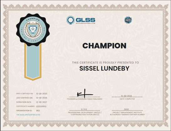 Champion certificate