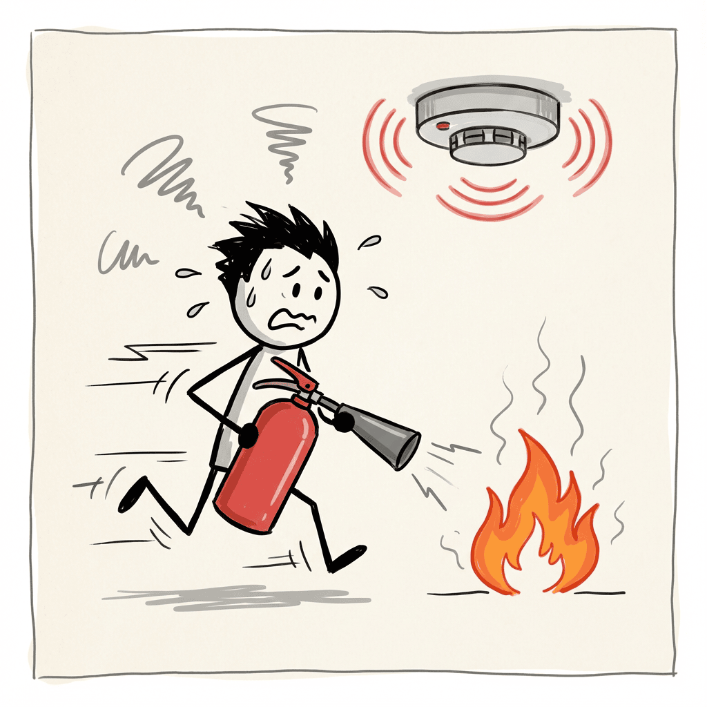 Someone who runs around with a fire extinguisher to put out a fire