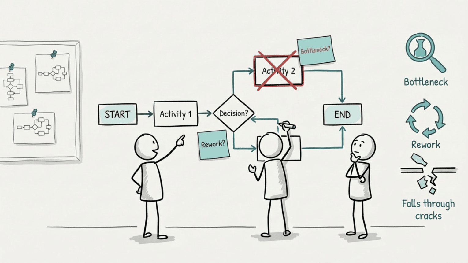 Process mapping reveals bottlenecks and improvements