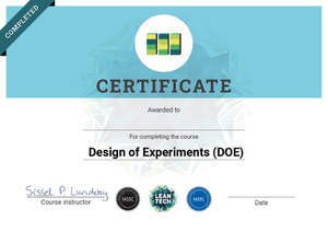 Design of Experiment course certificate