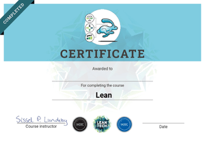 Lean training course certificate