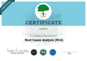 Root cause analysis course certificate